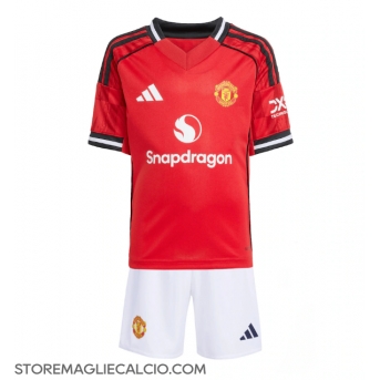 Manchester United Maglia Gara Casa Repliche 2025-26 Bambino